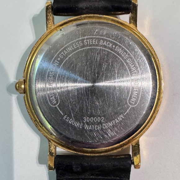 🕰️ Vintage Stylish Early 1990’s Men’s Movado ESQ Gold and Black Watch - Picture 9 of 16